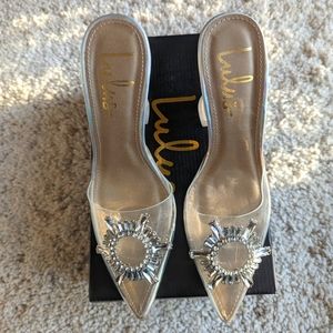 Lulu's Midnight Silver Holographic Pointed-Toe Heels